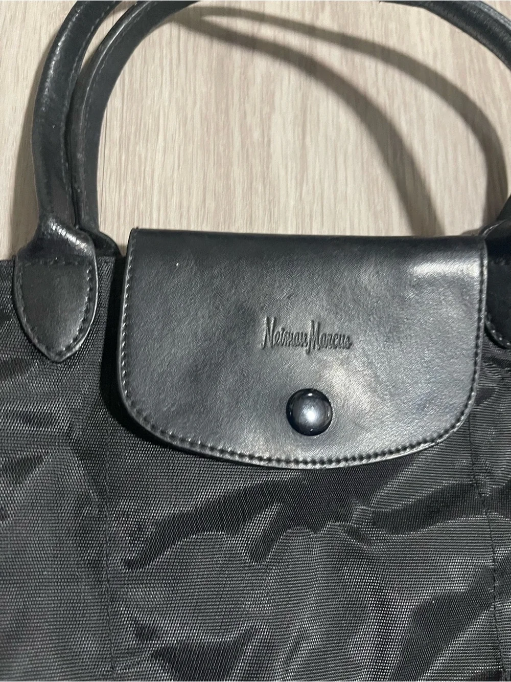 Longchamp Black Nylon Messenger Tote